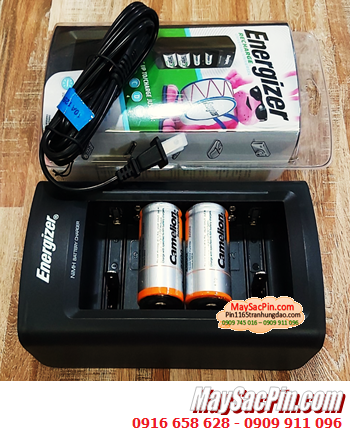 Energizer CHFC _Bộ sạc 4viên pin đại D 1.2v -Kèm sẳn 2 Pin sạc Camelion NH-D10000BP2 (D10.000mAh-1.2v) chính hãng